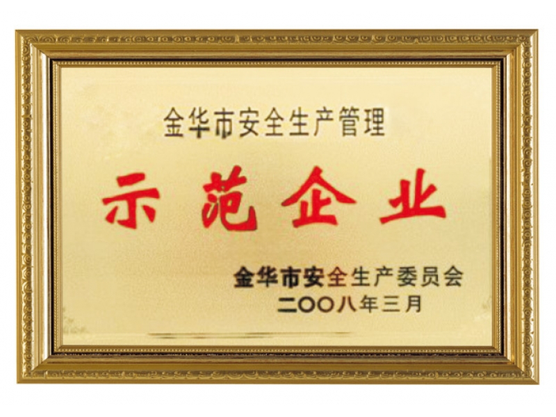 金華市安全生產(chǎn)管理示范企業(yè)